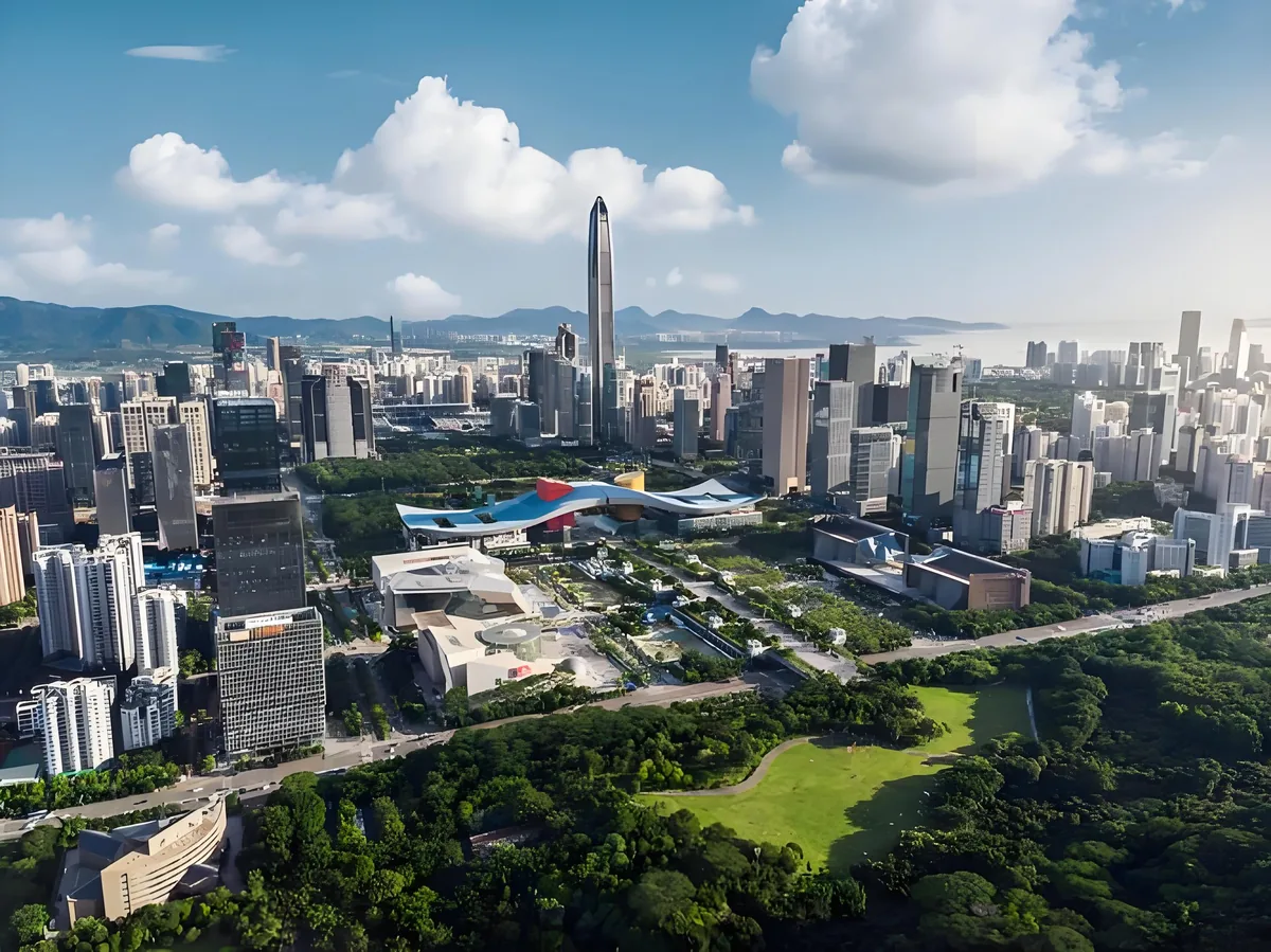 The Futian skyline seen from Lianhuashan Park, Shenzhen