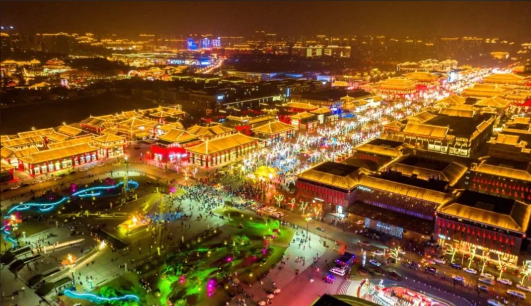 The Datang Everbright City at night — where dinner walks end